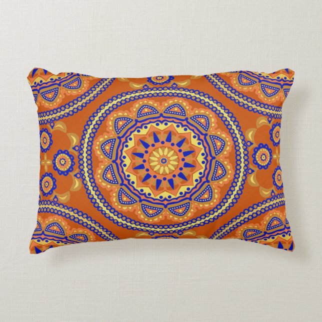 Almofada Decorativa Design Azulejo Boho Orange (Frente)