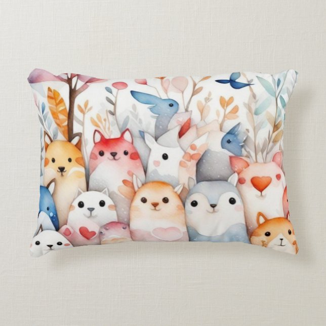Almofada Decorativa Design bonitinho de animais florais (Frente)