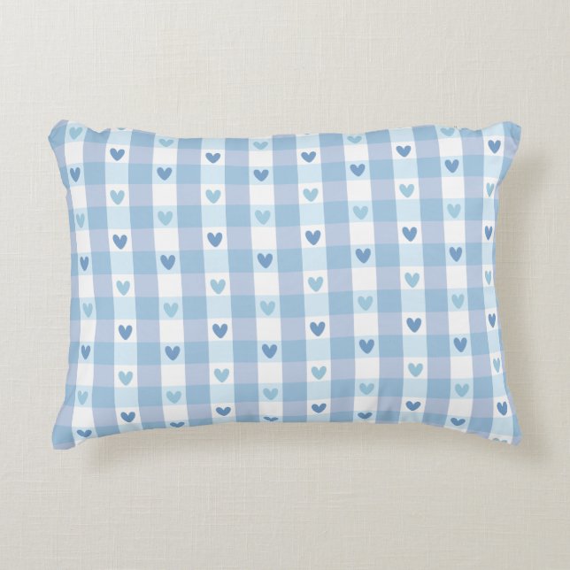 Almofada Decorativa Design de Amor Xadrez Pastel Fofo (Frente)