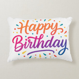 Almofada Decorativa Design de Caligrafia de Aniversário Elegante