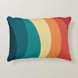 Almofada Decorativa Design de curvas coloridas de estilo retrógrado