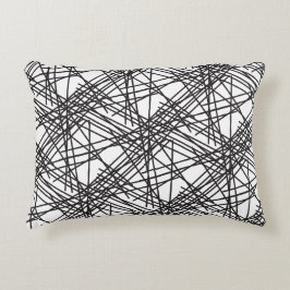 Almofada Decorativa Design de Efeito de Malha em Linha Preta