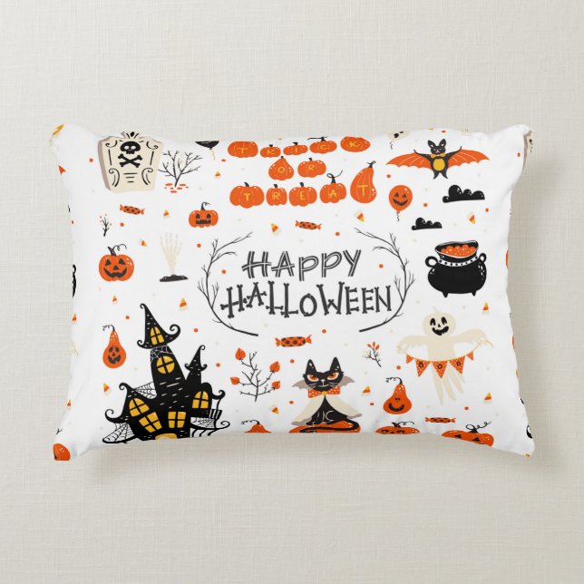 Almofada Decorativa Design de Halloween. Clipes de Halloween com (Frente)