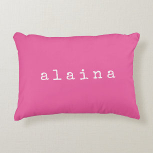 Almofada Decorativa Design de Nome Minimalista Simples em Rosa Quente