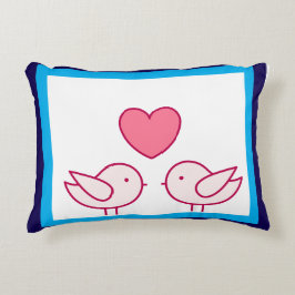 Almofada Decorativa Design de Pássaro Fofo e Amor de Coração