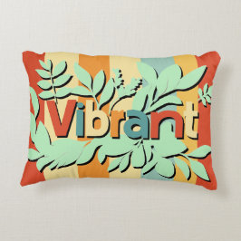 Almofada Decorativa Design de texto botânico vibrante colorido