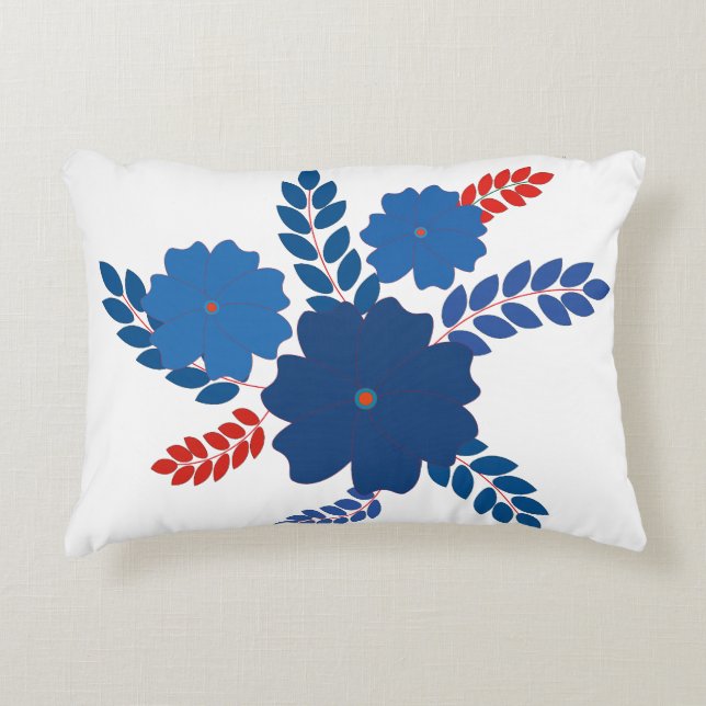 Almofada Decorativa Design de vetor de flores azuis simples (Frente)