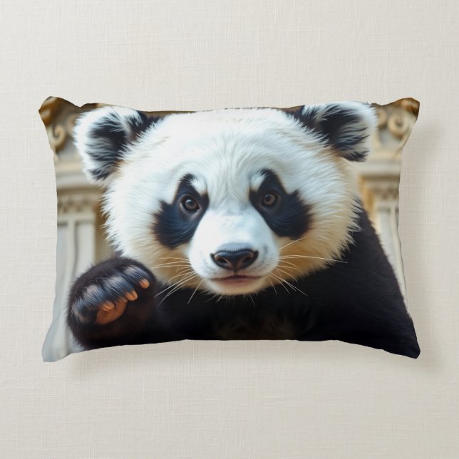 Almofada Decorativa Design do Panda Acenando (Frente)