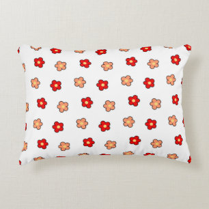 Almofada Decorativa Design Flor Branca e Vermelho Branco