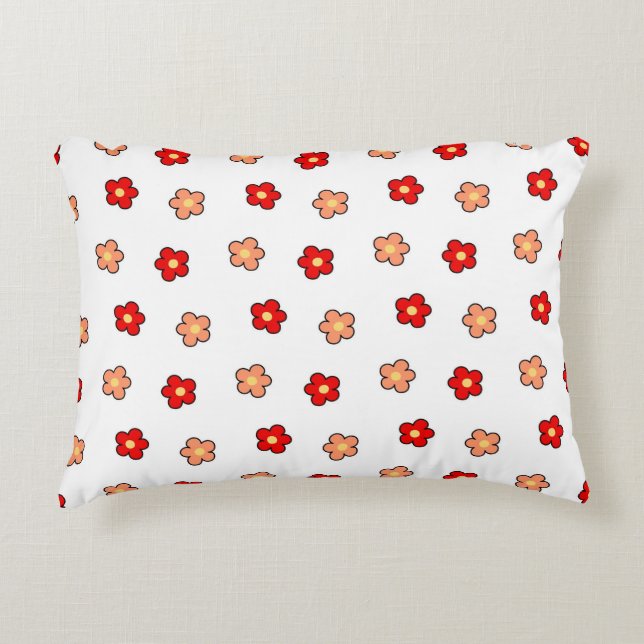 Almofada Decorativa Design Flor Branca e Vermelho Branco (Frente)