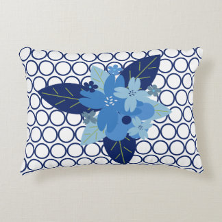 Almofada Decorativa Design Monocromático Azul com Padrão Floral Elegan