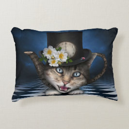 Almofada Decorativa Design Whimsical Teapot Gato Mad Hatter