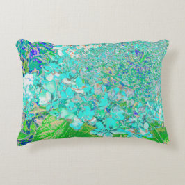 Almofada Decorativa Detalhe de Hortênsia Elegante Aqua e Verde Limelig