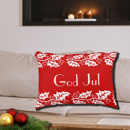 Almofada Decorativa Deus Jul White Hollies em vermelho -