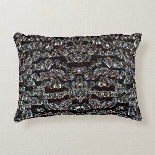 Almofada Decorativa Diamante padrão brilhante prata elegante e preto