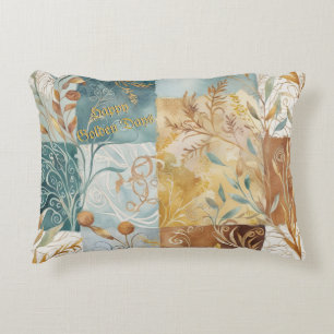 Almofada Decorativa Dias Dourados Felizes de Outono Abstrato Tons Marr