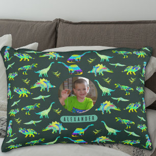 Almofada Decorativa Dinossauro Foto e Nome Personalizado para Meninos