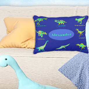 Almofada Decorativa Dinossauros Coloridos com Nomes Azul
