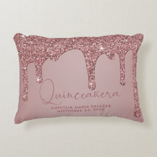 Almofada Decorativa Disjuntores Glitter Dourados com Rosa de Quic Quin