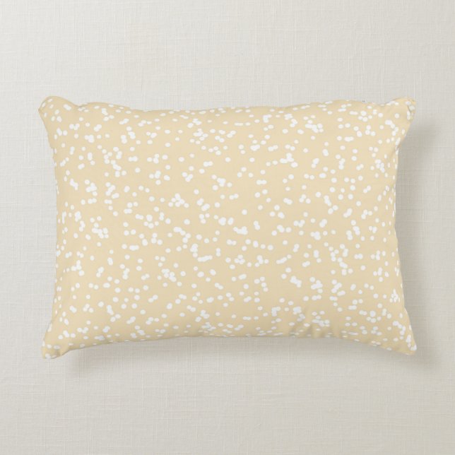 Almofada Decorativa Ditsy Dots Pattern - White on Pale Yellow (Frente)