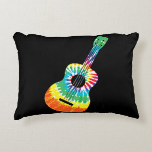 Almofada Decorativa Diversão Hippie Rainbow Tie Dye Acoustic Guitar P