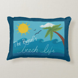 Almofada Decorativa Diversão personalizada da vida em praia com palmei