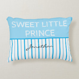 Almofada Decorativa Doce Principe Azul Listras Brancas Nome