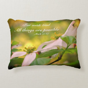 Almofada Decorativa Dogwood com Deus, uma citação de Bíblia inspirador