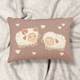Almofada Decorativa Dois Pequenos Padrões de Ovelha Bons em Castanho
