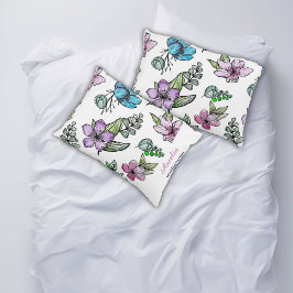 Almofada Decorativa Dorm Essentials Watercolor Flowers Personalizar