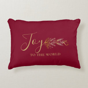 Almofada Decorativa Dourada alegria vermelha legante Natal personaliza