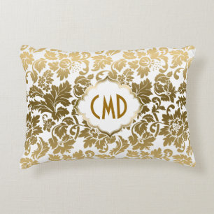 Almofada Decorativa Dourado Damasco Floral