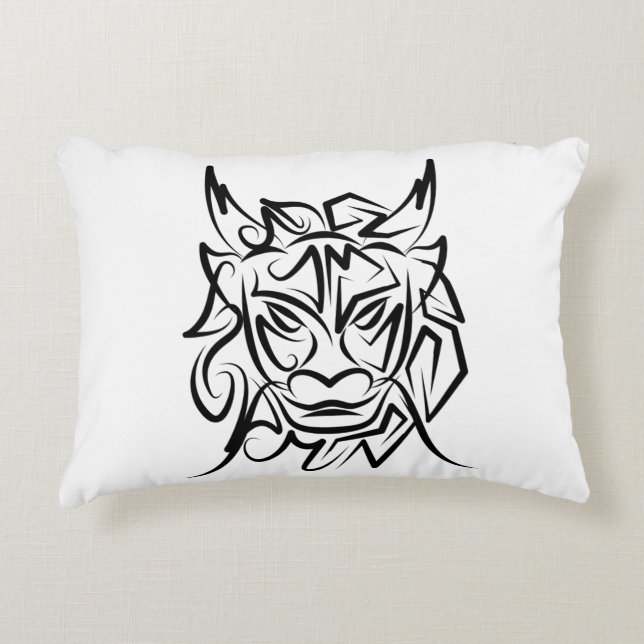 Almofada Decorativa Dragão Tribal Negro e Branco (Frente)