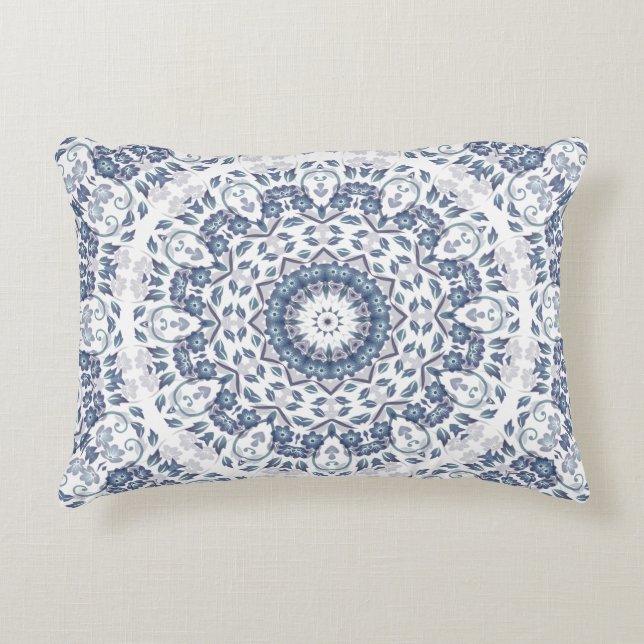 Almofada Decorativa Dusty Blue Mandala Lumbar Pillow (Frente)