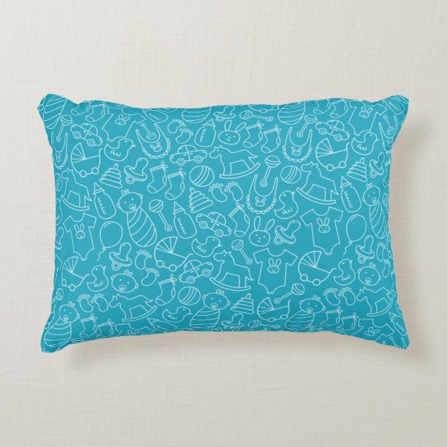 Almofada Decorativa É um Chá de fraldas azul (Frente)