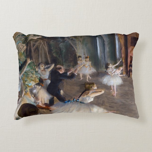 Almofada Decorativa Edgar Degas - O ensaio do Balé no palco (Frente)