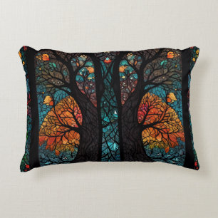 Almofada Decorativa Efeito de vidro colorido mosaico em árvore da vida