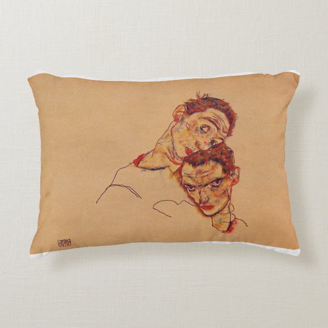Almofada Decorativa Egon Schiele - Retrato Automático Duplo (Frente)