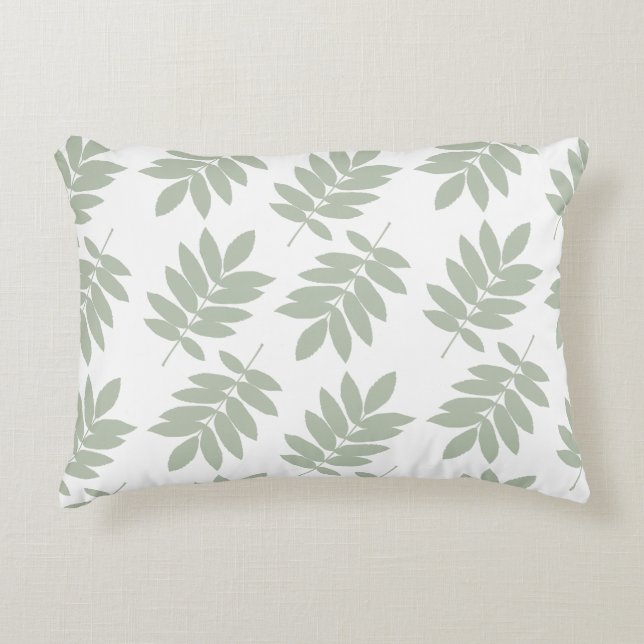 Almofada Decorativa Elder Leaf Big Pattern 2Way Green+White (Frente)