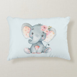 Almofada Decorativa Elefante bebê com rosas cor-de-rosa