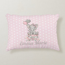 Almofada Decorativa Elefante Menina Bebê Balões Rosa Prata