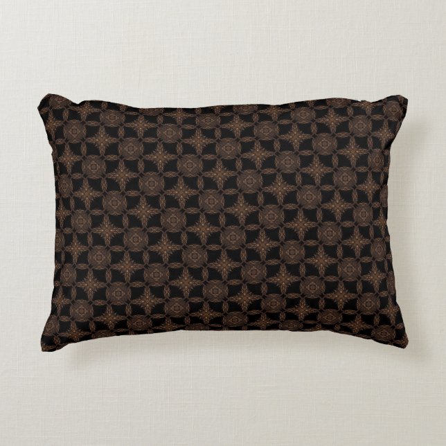 Almofada Decorativa Elegance Noir Brown & Black Patterno (Frente)