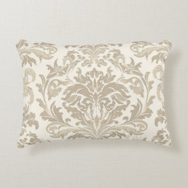Almofada Decorativa Elegância de Marfim Barroco Damasko Clássico Antig