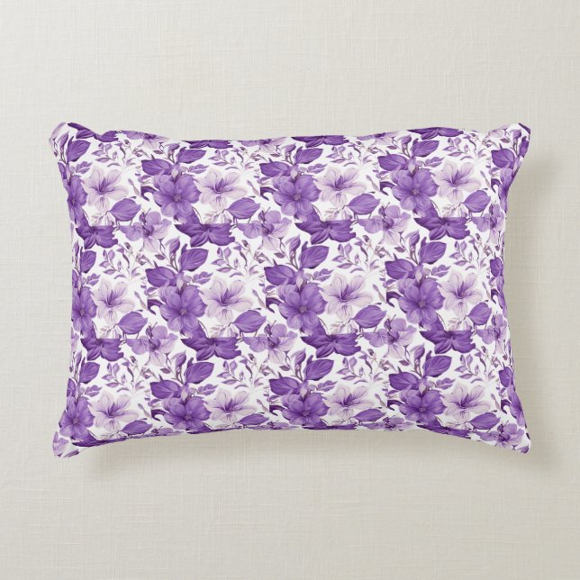 Almofada Decorativa Elegant floral pattern in purple tones (Frente)