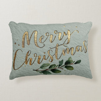 Almofada Decorativa Elegant Gold Foil Stamped "Merry Christmas" Script
