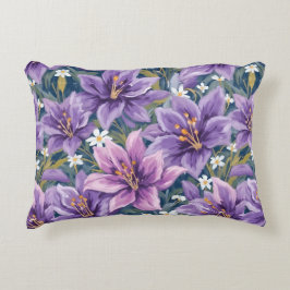 Almofada Decorativa Elegant Purple Lily Floral Oil Painting