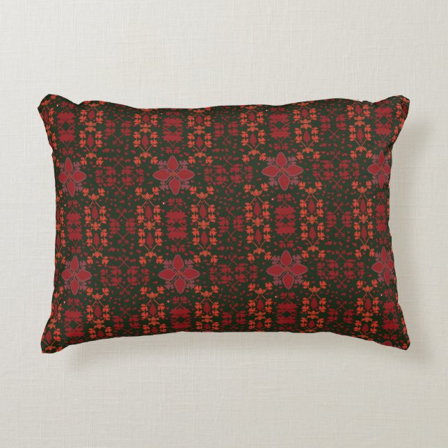 Almofada Decorativa Elegant Red Mandala Geometric Bedroom & Home Texti (Frente)