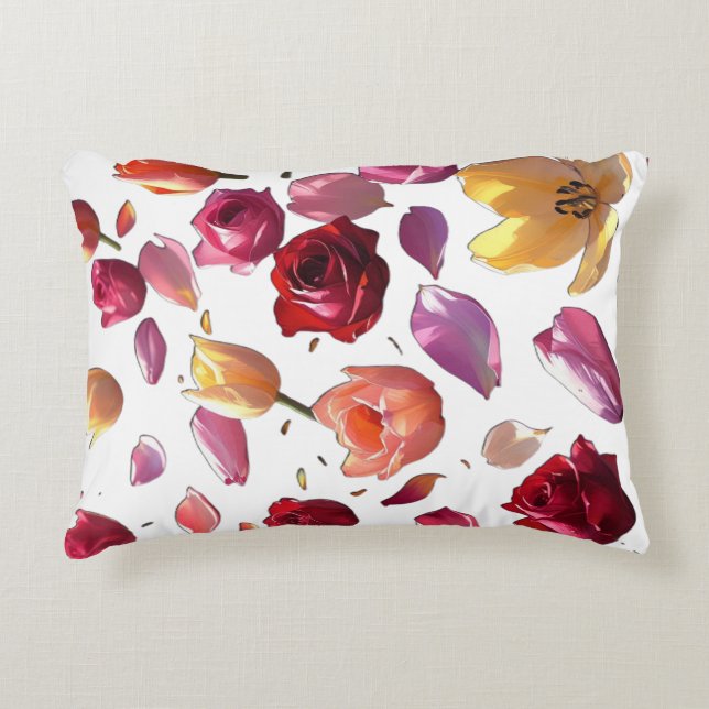 Almofada Decorativa Elegant Scattered Floral Petal Modern Art  (Frente)
