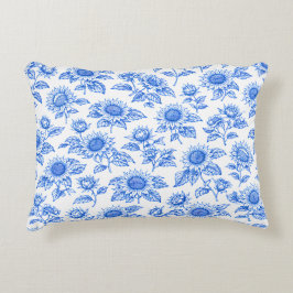 Almofada Decorativa Elegant Toile du Jouy Sunflowers – Blue Botanical 