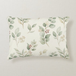 Almofada Decorativa Elegante Bota de Eucalipto em Aquarela e Frutas Ve